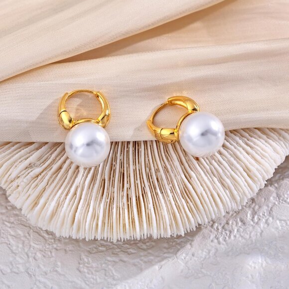 Pearl Earrings for Women, Dainty 14K Gold Plated/925 Sterling Silver Drop Qualit - Picture 6 of 9